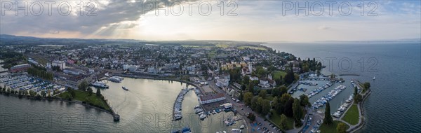 Evening atmosphere at the harbour with cruise ship