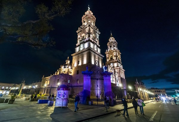 Morelia cathedral at night