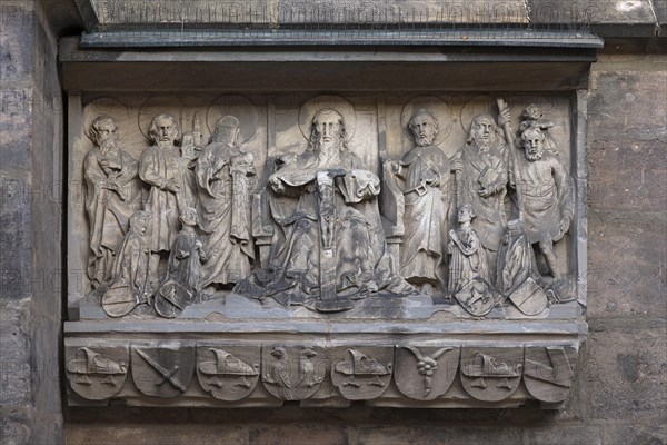 Historical religious relief on the St. Sebald Church