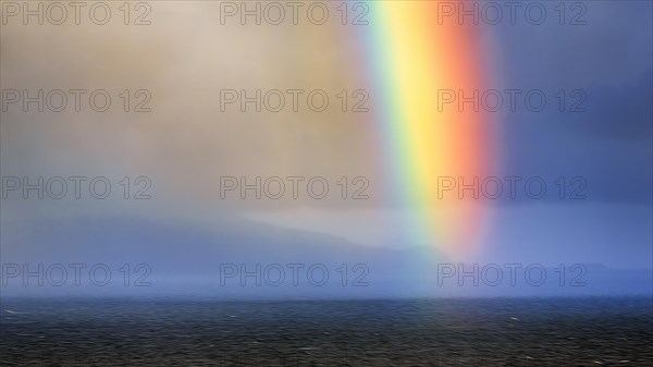 Bright rainbow in haze