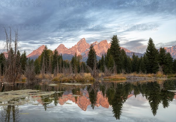 Mountain peaks at dawn