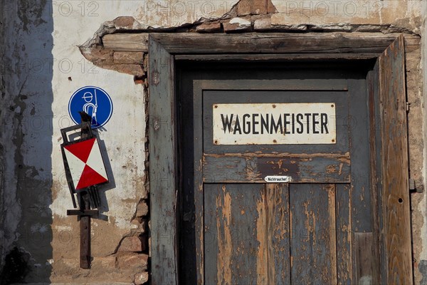 Wooden door to the wagon master at the station