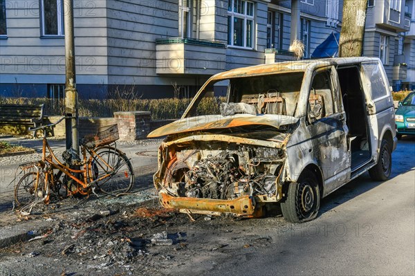 Burnt-out van from Amazon