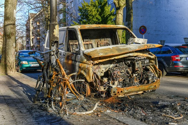 Burnt-out van from Amazon