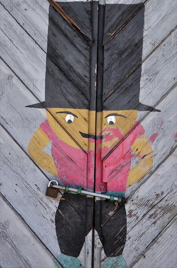 Painted gate of boat shed in Aguilas