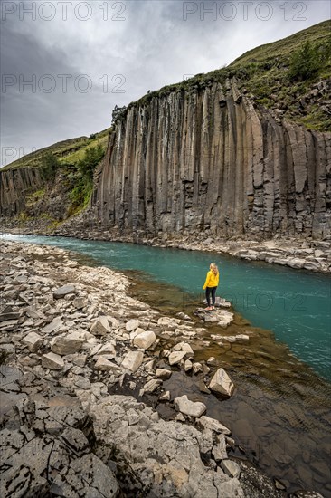 Tourist at Stuolagil Canyon