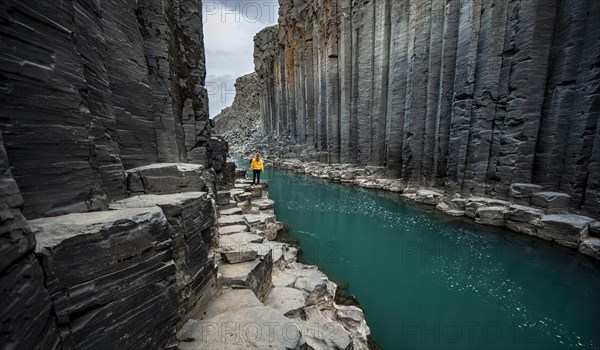 Tourist at Stuolagil Canyon