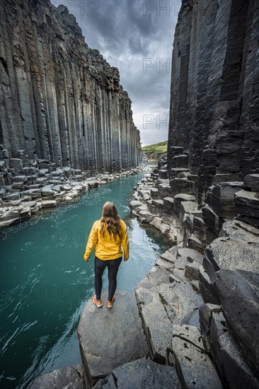 Tourist at Stuolagil Canyon