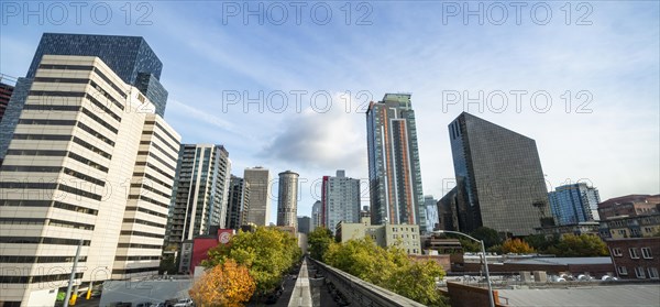 View from the Monorail Railway to skyscrapers and downtown