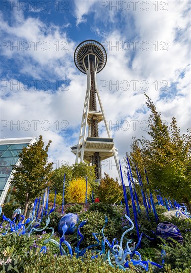 Sculpture garden with colourful glass artworks by Dale Chihuly