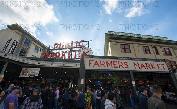 Entrance area with large sign