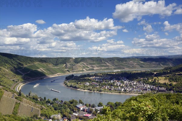 Rhine bend near Boppard with view of Filsen and the Bopparder Hamm wine-growing area