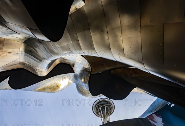 Corrugated coloured exterior facade of the Museum of Pop Culture