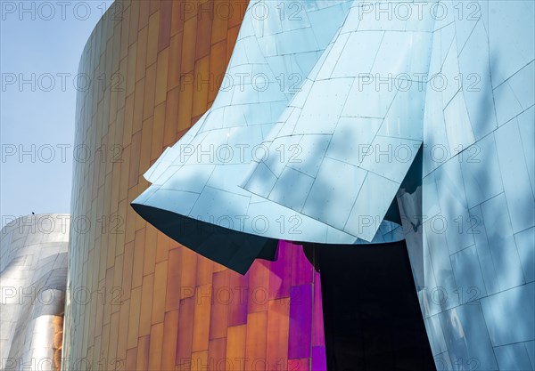 Curved colored facade of the Museum of Pop Culture