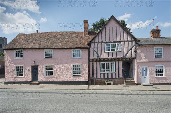 Houses in Lavenham in typical half-timbered architecture