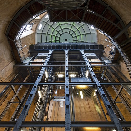 View of the north dome and cages from the tunnel floor