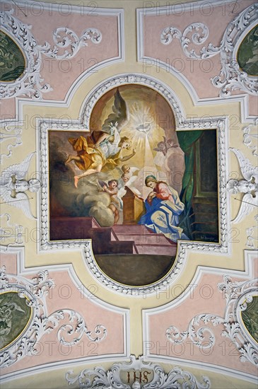 Ceiling fresco by Jakob Huwyler I. Holy Spirit Parish Church