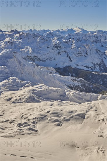 View from Mount Kitzsteinhorn on snow covered mountains
