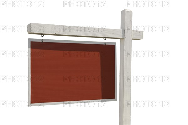 Blank real estate sign isolated on a white background ready for your own message