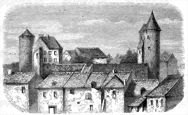 Castle ruins of Charolles in the department of Saone-et-Loire in the region of Bourgogne-Franche-Comte