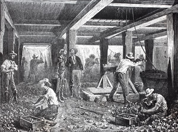 Workers in the silver mines of Nevada in 1880