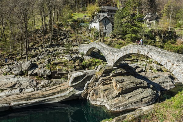 Old Roman bridge Ponte dei Salti over Verzasca