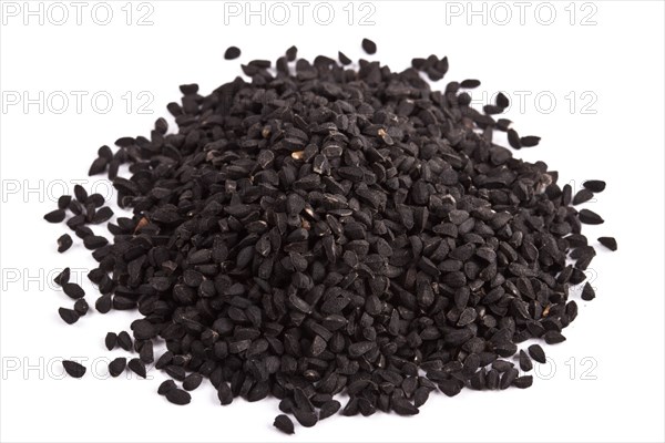 Pile of kalinji spice isolated on white background