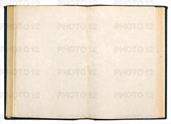 Old open book with blank pages isolated on white