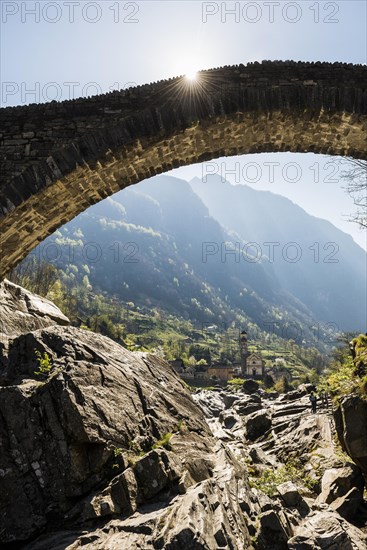 Old Roman bridge Ponte dei Salti over Verzasca