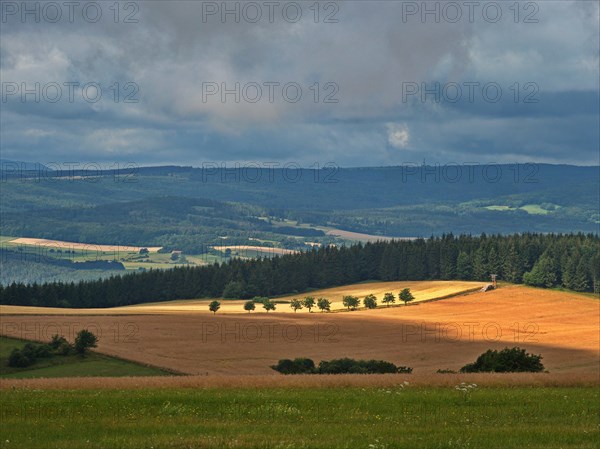 View from Hohe Geba of the Hochrhoen landscape in the Rhoen UNESCO Biosphere Reserve