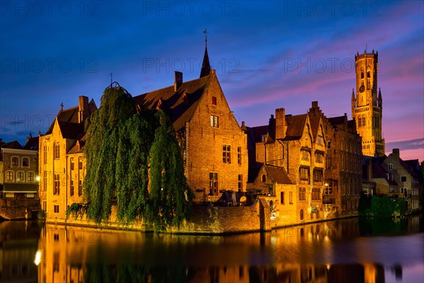 Famous view of Bruges tourist landmark attraction