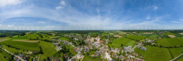 Aerial view of the Collegiate Church of the Assumption of the Virgin Mary and Wettenhausen Monastery