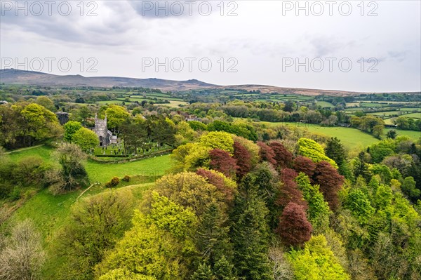 Lydford Village from a drone