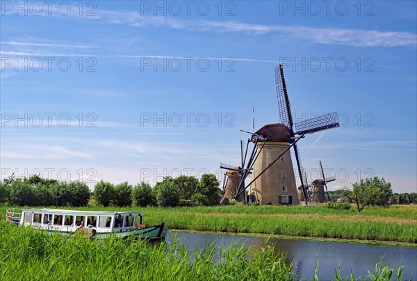 Historic windmills on a canal