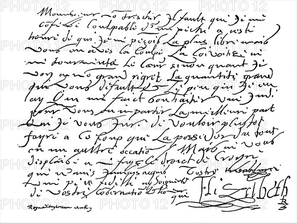 Letter from Queen Elizabeth of England to Henry IV Historic