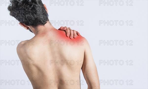 Close up of man with neck pain