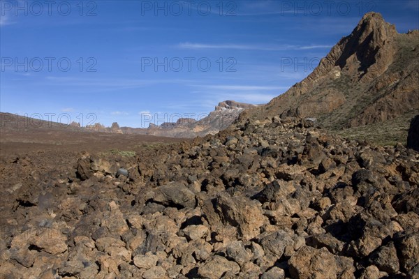 View of the volcanic landscape of an extinct volcano