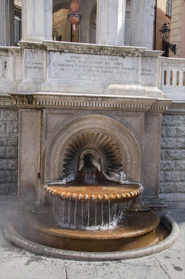 The hot sulphur spring of La Bollente in the centre of Acqui Terme