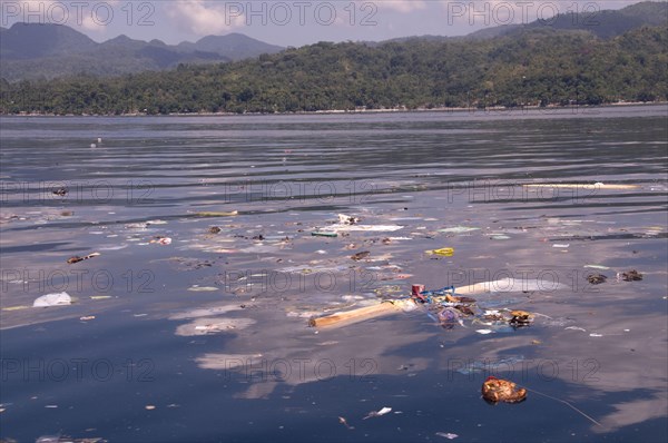 Rubbish floating on the sea