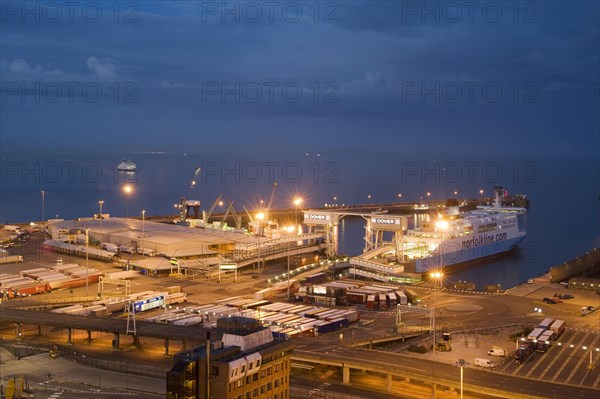 Coastal port at night