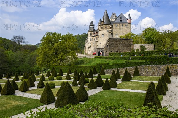 Summer view of double castle Buerresheim Castle with Trier Castle from the Middle Ages