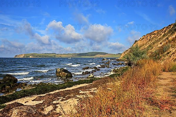 Beach of Klein Zicker dreamlike landscape on the Baltic Sea island of Ruegen. Moenchgut, Mecklenburg-Western Pomerania