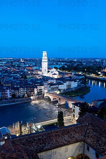 View from Castel San Pietro to Verona, city view with the river Adige