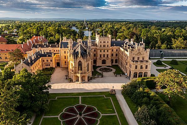 Aerial of Lednice palace, Unesco site