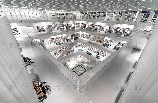 Students in the modern library, architecture