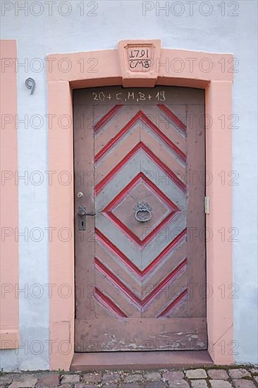 House door with the year 1791 at house number 9 in Schiltach, Southern Black Forest