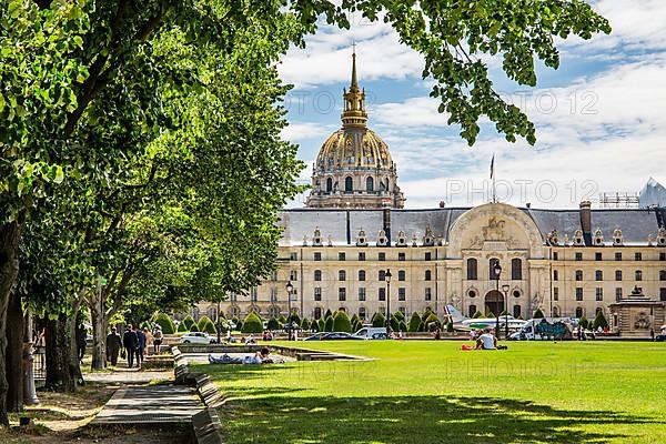 Musee de lArmee with the dome of the Invalides Cathedral, Paris