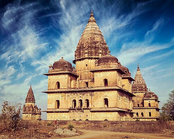 Vintage retro effect filtered hipster style image of royal cenotaphs of Orchha. Orchha