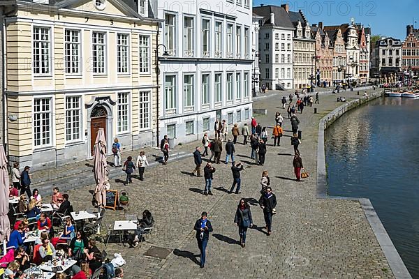 Tourists walking along the Korenlei