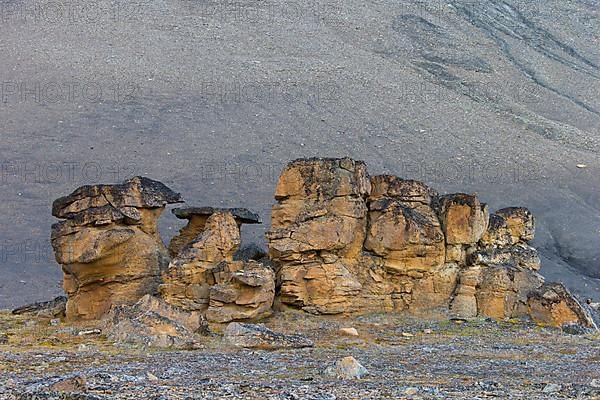 Festningen sandstone rocks on the mountainside of Boltodden